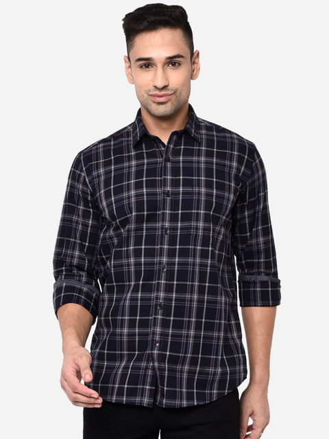 

JADE BLUE Men Blue Slim Fit Tartan Checks Checked Casual Shirt