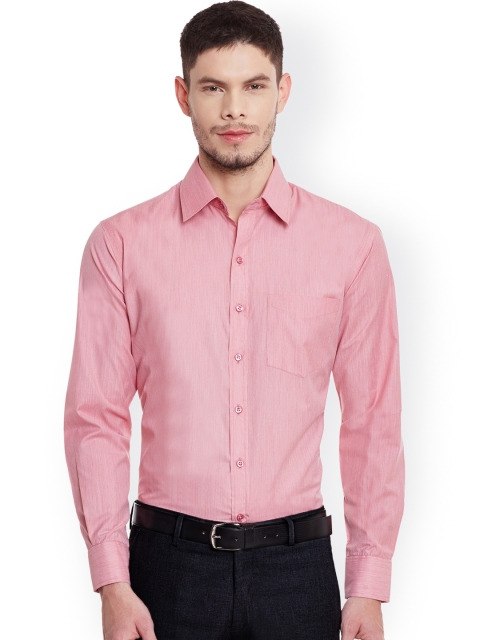 

Hancock Men Coral Pink Self-Design Formal Shirt