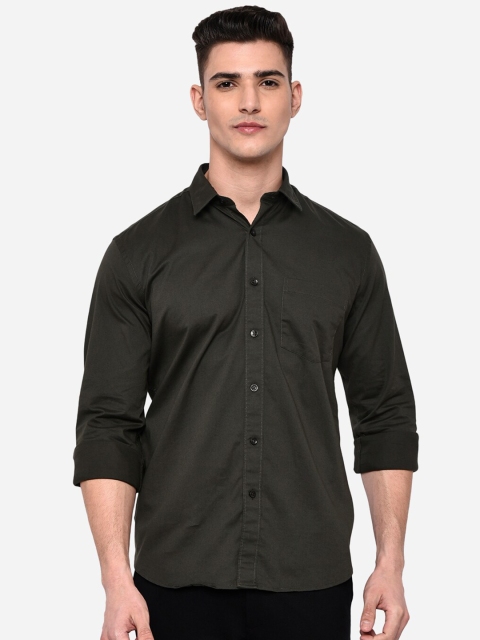 

JADE BLUE Men Green Slim Fit Pure Cotton Casual Shirt