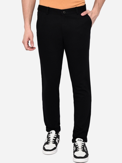 

JADE BLUE Men Black Slim Fit Easy Wash Trousers