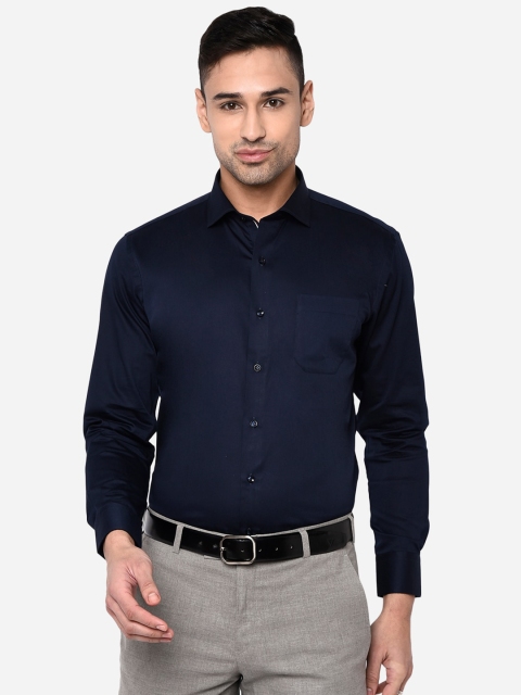 

Greenfibre Men Navy Blue Slim Fit Pure Cotton Formal Shirt