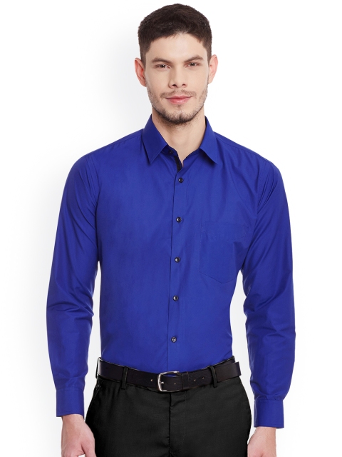 

Hancock Men Blue Slim Fit Solid Formal Shirt