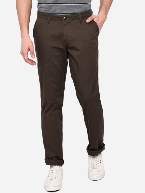 

Greenfibre Men Olive Green Slim Fit Easy Wash Chinos Trousers