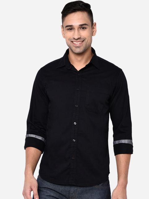 

Greenfibre Men Black Slim Fit Pure Cotton Casual Shirt