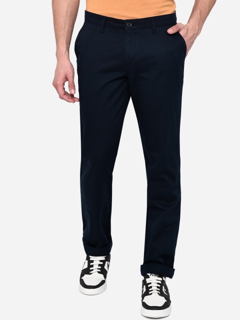 

Greenfibre Men Navy Blue Slim Fit Easy Wash Pure Cotton Trousers