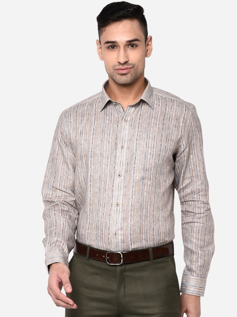 

JB STUDIO Men Grey Slim Fit Striped Formal Shirt