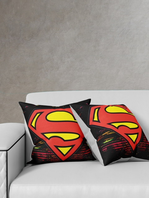 

YK Pack of 2 Red & Black Superman Printed Cushions
