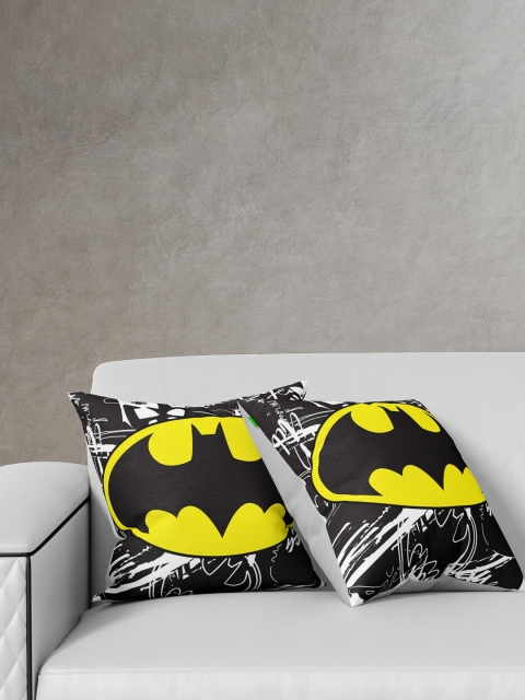 

YK Black & Yellow Pack Of 2 Batman Logo Printed Cushions