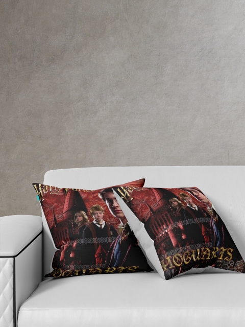 

YK Pack of 2 Maroon & Black Harry Potter Printed Cushions