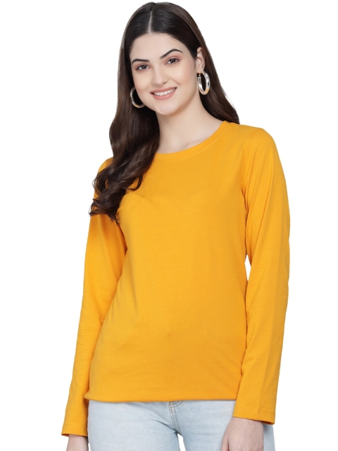 

PockMAN Women Mustard Yellow T-shirt