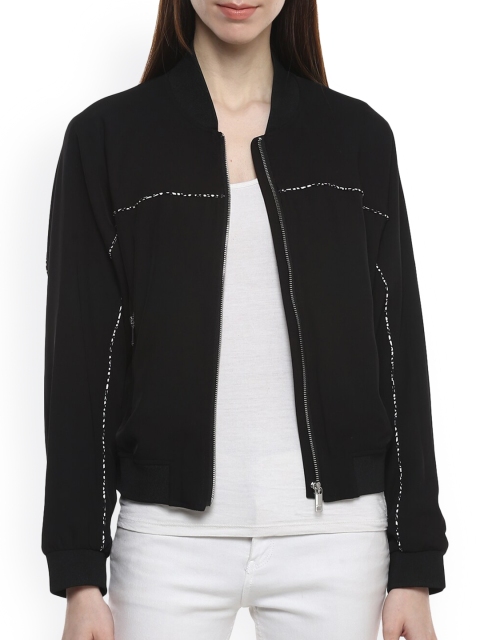 

DKNY Women Black Lightweight Regular Bomber Jacket