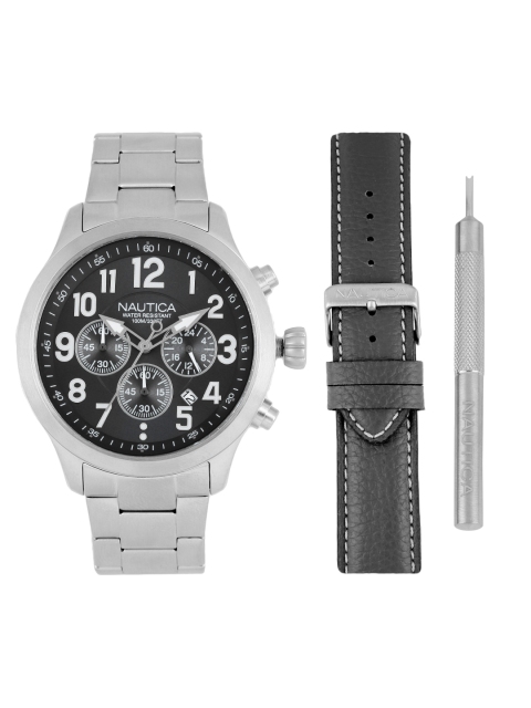 

Nautica Men Black Analogue Watch with Changeable Straps NAI18508G