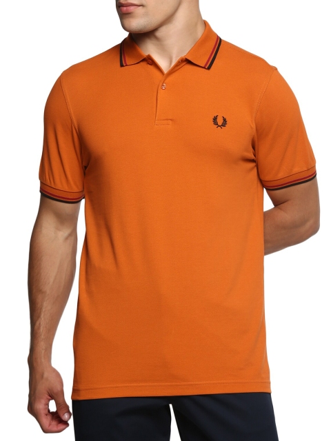 

Fred Perry Men Brown Polo Collar Cotton T-shirt