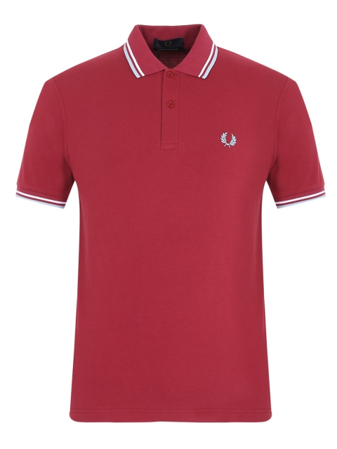 

Fred Perry Men Red Polo Collar Applique T-shirt