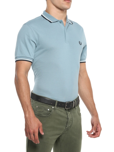 

Fred Perry Men Blue Polo Collar Cotton T-shirt