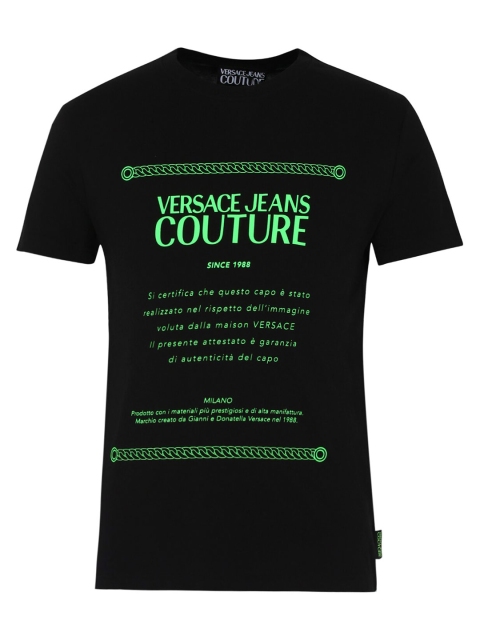 

Versace Jeans Couture Men Black Typography Printed V-Neck T-shirt