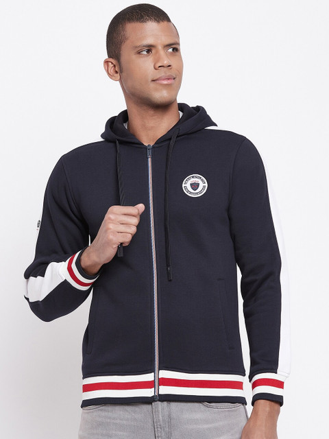 

Okane Men Navy Blue & White Cotton Sweatshirt