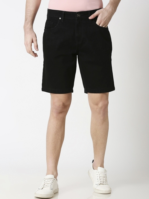 

High Star Men Plus Size Black Denim Shorts