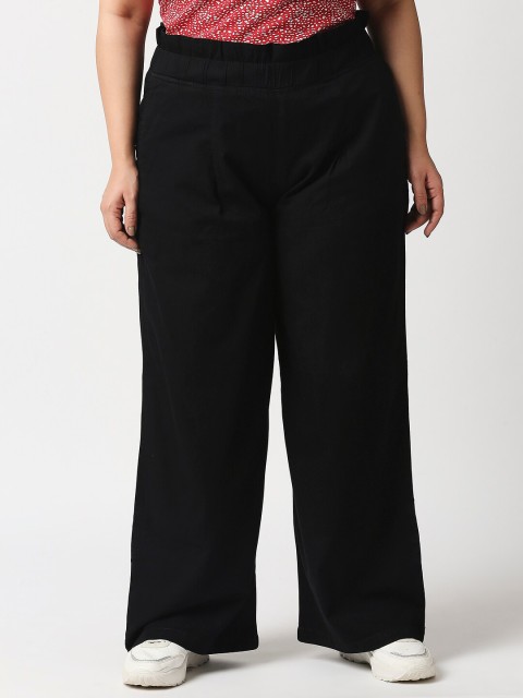 

High Star Women Plus Size Black Plus Size Palazzos