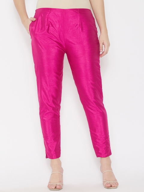 

TULIP 21 Women Pink Smart Tapered Fit Easy Wash Pleated Trousers