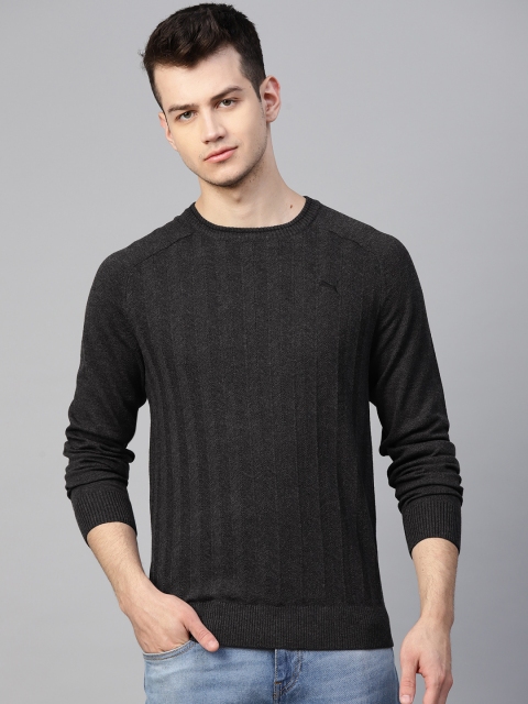 

Puma Men Charcoal Grey Lux Crew Neck Self Striped Sweater