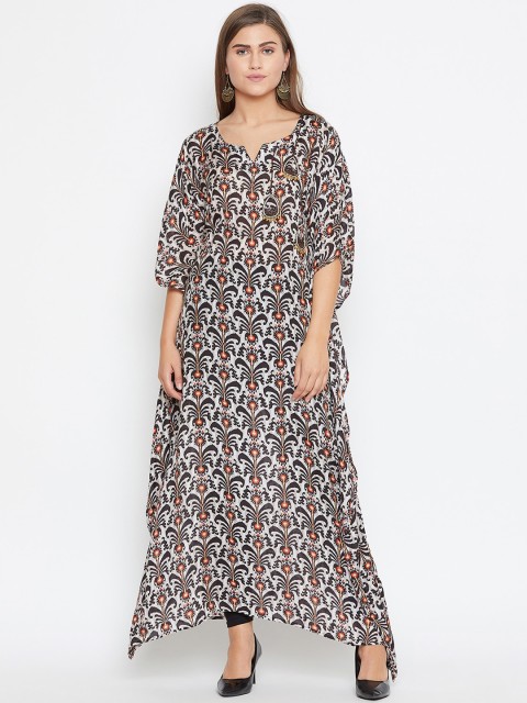 

The Kaftan Company Women Black Printed Keyhole Neck Indie Prints Anarkali Kurta