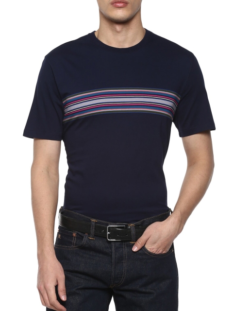 

Ted Baker Men Navy Blue & Pink Striped T-shirt