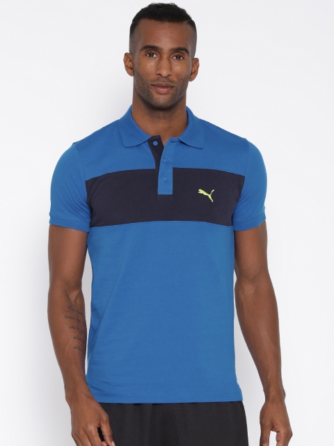 

Puma Men Blue Colourblock Polo T-Shirt