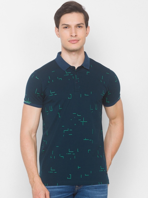 

SPYKAR Men Blue Printed Polo Collar Slim Fit T-shirt