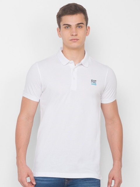 

SPYKAR Men White Polo Collar Slim Fit Pure Cotton T-shirt