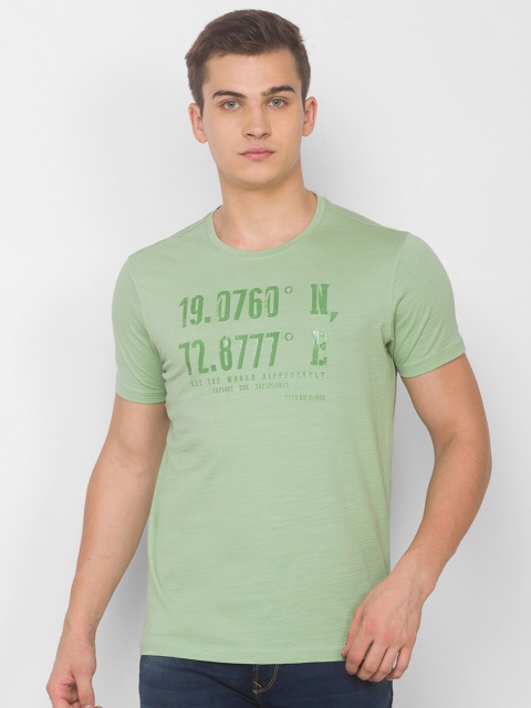 

SPYKAR Men Green Typography Printed Slim Fit T-shirt