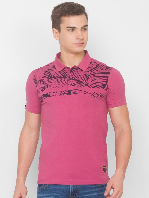 

SPYKAR Men Red Floral Printed Pockets Slim Fit T-shirt