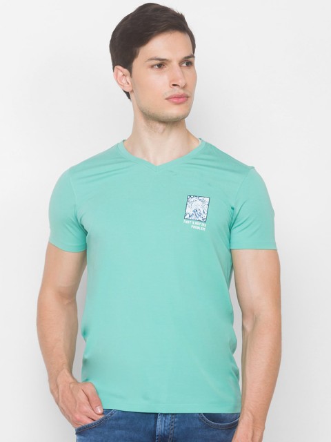 

SPYKAR Men Green Printed Slim Fit T-shirt