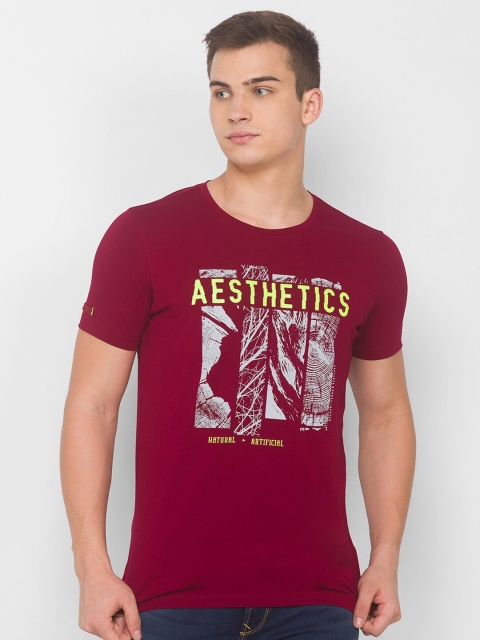 

SPYKAR Men Maroon Slim Fit T-shirt