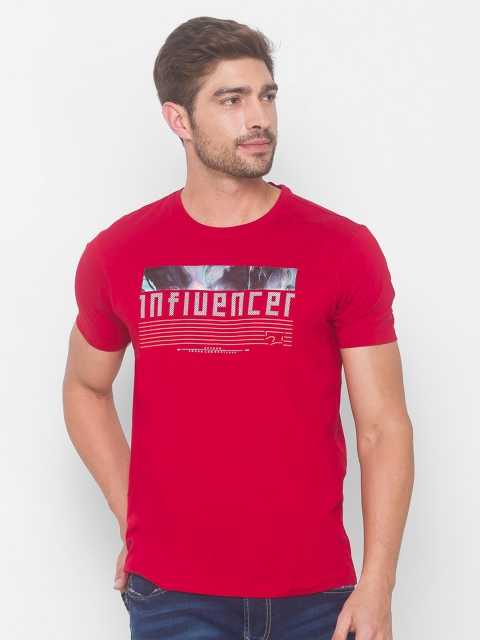 

SPYKAR Men Purple Typography Printed Applique Slim Fit T-shirt