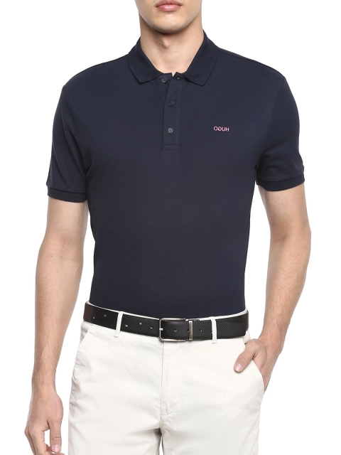 

HUGO Men Navy Blue Polo Collar T-shirt