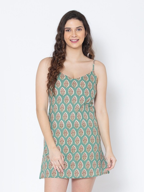 

ETC Women Green Printed Nightdress