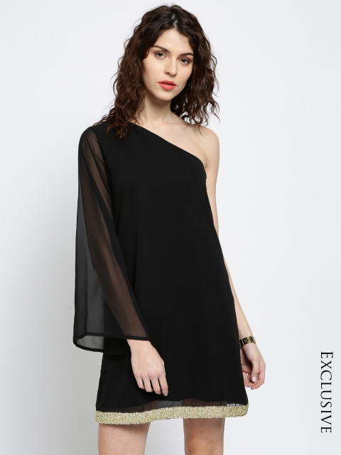 

Besiva Women Black Solid One-Shoulder Dress