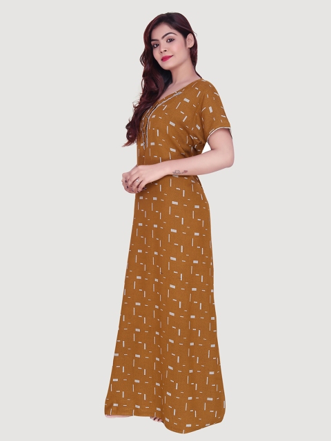 

Sweet Dreams Brown Printed Maxi Nightdress