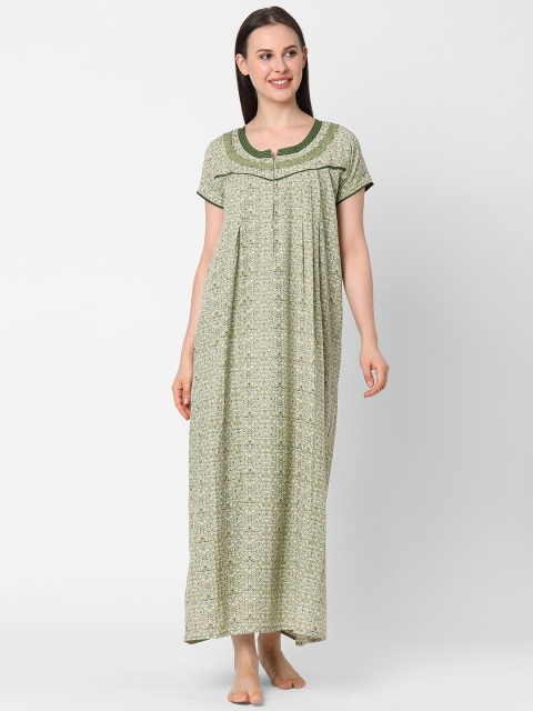 

Sweet Dreams Green Printed Maxi Nightdress
