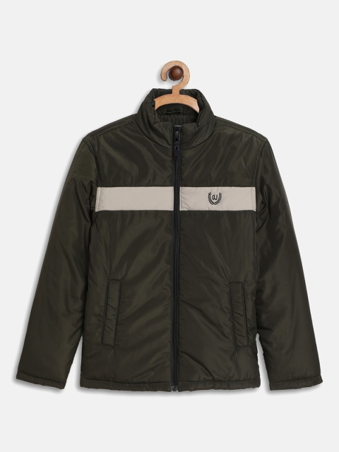 

Octave Boys Olive Green Padded Jacket with Patchwork