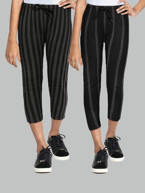 

SEYBIL Girls Pack Of 2 Printed Capris, Black