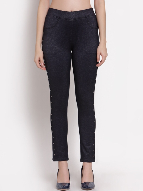 

Westwood Women Blue Embellished Skinny-Fit Treggings