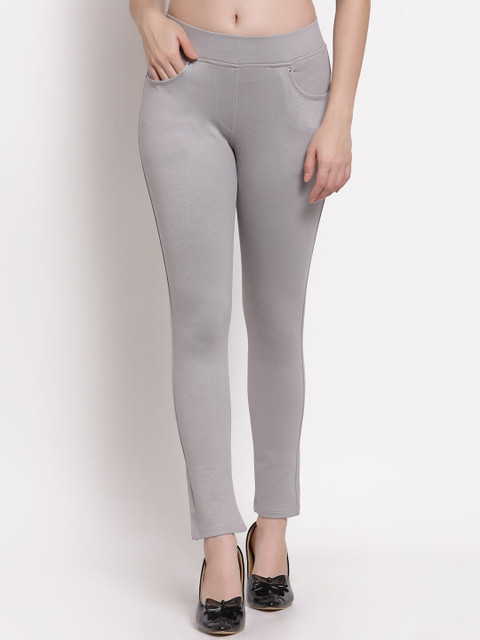 

Westwood Women Grey Solid Skinny-Fit Treggings