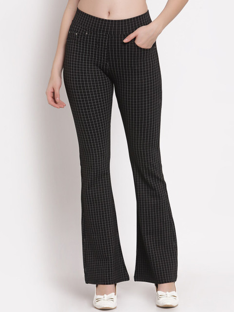 

Westwood Women Black Checked Relaxed-Fit Treggings