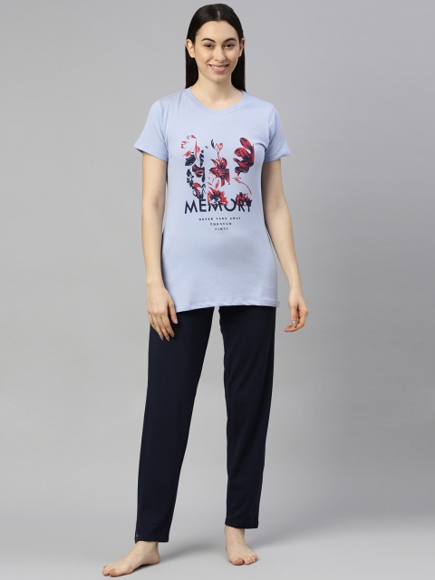 

GOLDSTROMS Women Blue & Red Printed Night suit