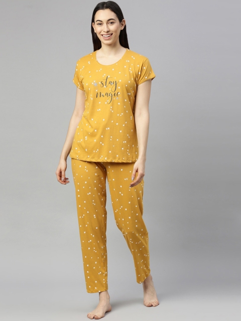 

GOLDSTROMS Women Mustard & White Printed Night Suit