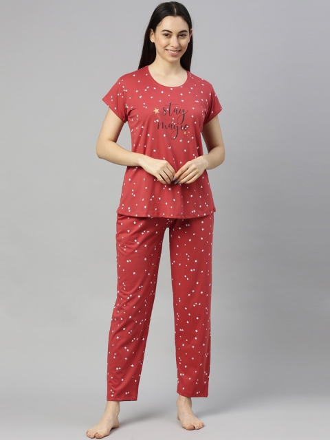 

GOLDSTROMS Women Red & White Printed Night suit