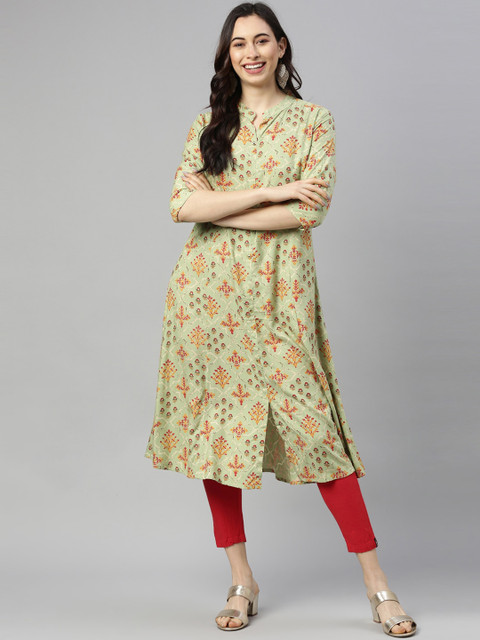 

GOLDSTROMS Woman Green Floral Kurta