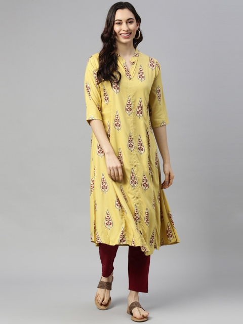 

GOLDSTROMS Women Mustard Yellow Printed Kurta